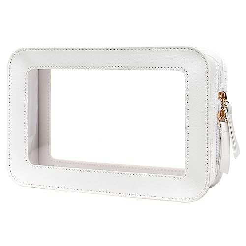Image of LETGO Clear Makeup Bags, TSA Approved Toiletry Bag with Zipper,Transaparent Beach Makeup Organizer Bag for Beach Travel Essentials,Clear Cosmetic Bags for Women Men(O-Beige)