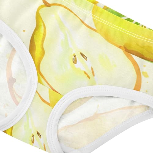 Cotton Toddler Underwear Floral Watercolor Yellow Green Pears Cute Panties Girl Artistic Kids Undies Briefs 2t4