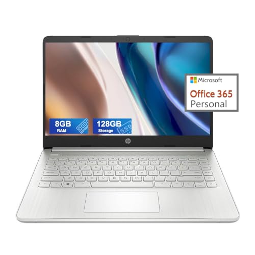 Image of HP 14 Ultralight Laptop for Student and Business, Intel Core N4120 (4-Core), 8GB RAM, 128GB Storage, 1 Year Office 365, Win 11 S, HDMI, WiFi, USB-A&C, MASDROW Accessories