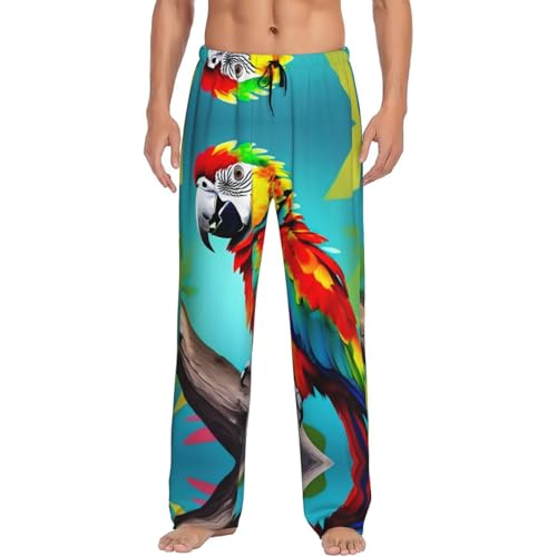 Pantalon de pyjama imprimé perroquet avec taille élastique souple XL