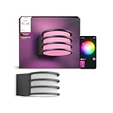 Philips Hue Lucca LED Wandleuchte für den Außenbereich, Einstellbares Weißes und Buntes Licht, 1.100 lm, mit A60 Leuchtmittel, Dimmbar, IP44-Wetterfest, Matter-zertifiziert, Zigbee