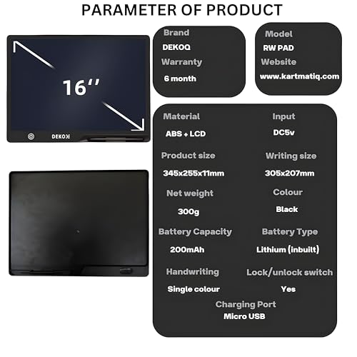 Image of LCD Writing Tablet for Kids 16 Inch, Toys for Girls Boys Drawing Pad for 3 4 5 6 7 8 Year Old Kid, Toddler Rechargeable Doodle Board Travel Essentials for Children (Black)