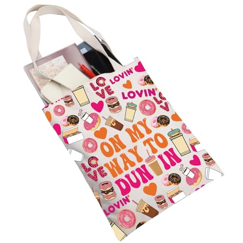 JNIAP Donuts Tote Bag Coffee Donuts Lover Gift Donut Junkie Gifts Coffee Donuts Shoulder Bag4