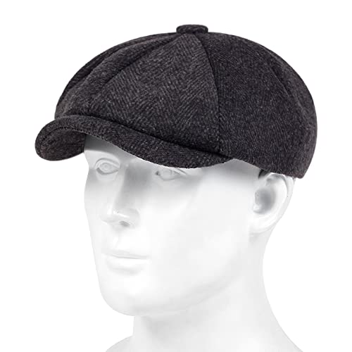 YAMEIZE Cappello Piatto Uomo Retrò In Cotone - Berretto Alla Francese Regolabile - Motivo Spina Di Pesce