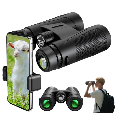 Binocolo Professionale 12×42HD, Binocolo per Adulti con Prisma BAK4 HD + Lente FMC, Cannocchiale Professionale Impermeabile per Birdwatching, Caccia, Viaggi, Escursionismo, Visite Turistiche