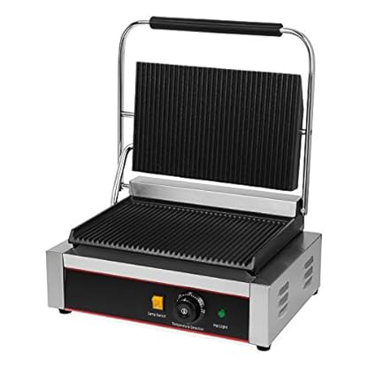 vertes Kontaktgrill Elektrogrill Multigrill Elektrisch 2200W Edelstahl mit Geriffelter Gusseisen Grillplatte (Temperatur… – Bild 3