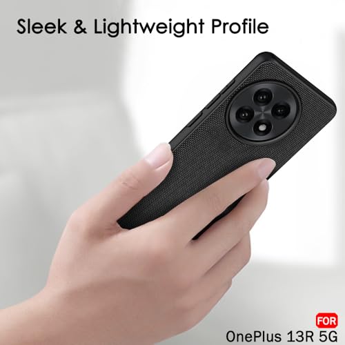 Image of TheGiftKart Back Cover Case for OnePlus 13R 5G | Slim & Lightweight | Ultra-Premium Design | Camera Protection Bump | Fabric Texture Case Cover (PC & TPU, Black)