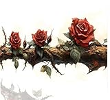 Gaming Mauspad Blume Mauspad groß Vernähten Kanten Schreibtischunterlage Rot XXL 800 x 400 mm wasserdichte Oberfläche rutschfeste Gummiunterseite Erweitertes Tastatur Mousepad für Computer a-7739