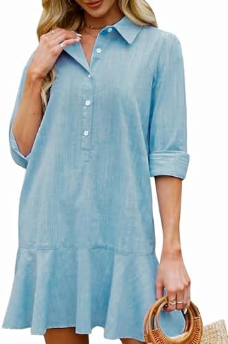 <h3>Soft Blue Linen-Blend Shirt Mini</h3>