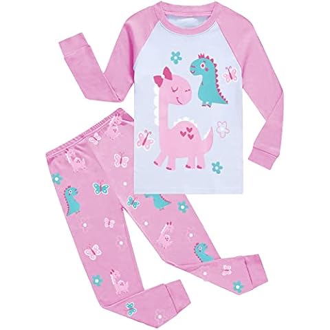 Little Hand Toddler Girls Pyjamas Set Dinosaur Print Pjs Long Sleeve Little Kids Sleepwear Girls Outfits Age 2-3 Years Cover