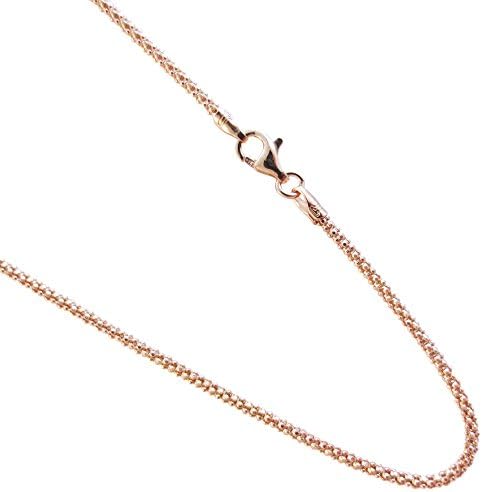 JOSCO Rose-Gold Plated Over Sterling Silver Chain Pop-Corn Necklace. 14,16,18,20,22,24,30 Inches