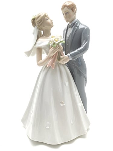 Appletree Porcelain Painted Classic Bride And Groom Statue Cake Topper 8.25 Inch Tall cover