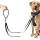 Adiwo Anti Zug Hundegeschirr, Keine Verwicklung Reflektierend Doppelleine, für große mittlere Hunde Anti-Zieh Geschirr Hundeleine, Schwarz