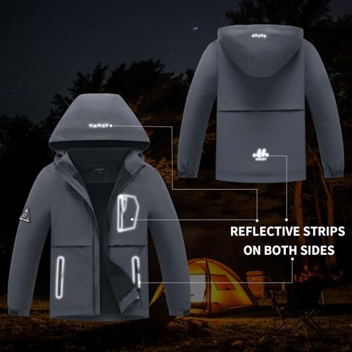 Image of MGEOY Boys Girls Rain Jacket Lightweight Waterproof Hooded Fleece Lined Raincoat Windbreakers for Kids