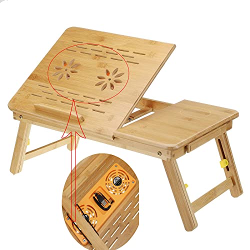 electromax Bamboo Foldable Laptop Desk Bed Table Tray,Built-in 2 USB Fans. Notebook Tablet Sofa Table Stand,Height & Angle Adjustable,with Drawers,Can Be Used as a Breakfast Tray or Drawing Table electromax Bamboo Foldable Laptop Desk Bed Table Tray,Built-in 2 USB Fans. Notebook Tablet Sofa Table Stand,Height & Angle Adjustable,with Drawers,Can Be Used as a Breakfast Tray or Drawing Table