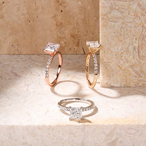 Smilest 1.5Ct Moissanite Engagement Rings For Women, D Color Vvs1 Clarity Side Stone Moissanite Rings 18K Rose Gold Plated S925 Sterling Silver Moissanite Diamond Rings For Women Promise Rings For Her #TOP5