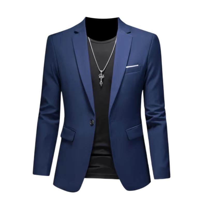Men's Slim Fit Wedding Suit Jacket Business Office Casual Blazer for Men-Navy Blue01