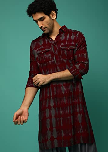 Elina fashion Men's Indian Printed Rayon Pathani Kurta Salwar Stitched Readymade Set3