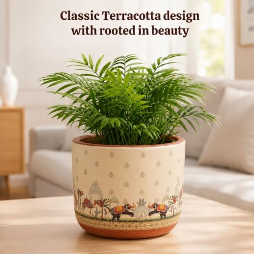 Image of Urban Upvan Decorative Terracotta Mug Shades Planter Pot for Home & Garden | Indoor Outdoor Flower Pot for Balcony, Living Room, Office & Table Decor (Pack of 1)