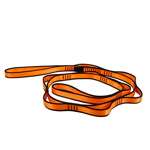 Geelife Daisy Chain Rope 2 pcs Looped Strong Straps 23 kN Climbing Lanyard Nylon Daisy Chains Multi Loop Aerial Yoga Webbing Sling 53 Inches (Orange)