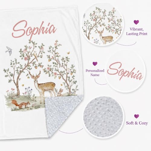 Image of Personalized Baby Blanket for Girls, Custom Nursery Blanket with Name, 30 x 40 Inch Soft Minky Blanket for Baby Toddlers, Newborn Print 12