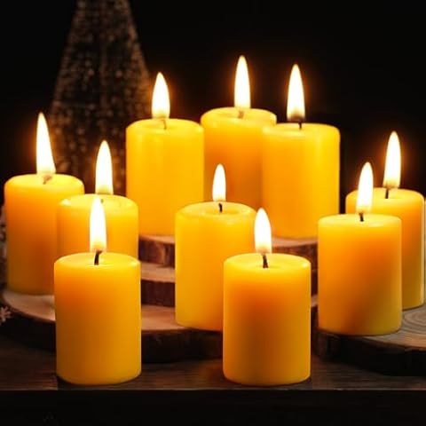 ginitiri 24 Pack Beeswax Votive Candles Cover
