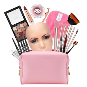 3D 5D Makeup Practice Kit, Reusable Silicone Makeup Mannequin Face for Makeup Students and Beginners, Come with Makeup Brushes Set & Dual head Eyebrow Pencils & Eyeliners & Pair of Eyelashes