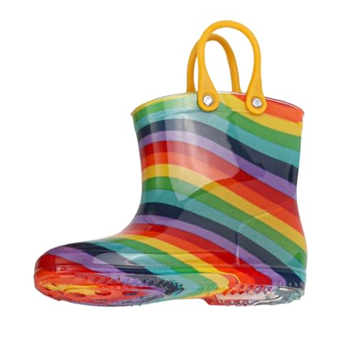IWIHMIV Rain Boots for Boys and Girls Rubber Rain Boots with Easy on Handles Kids All-season Outdoor Water Shoes
