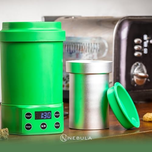 Nebula Boost Decarboxylator & Infuser | For Herb Activation & Infusion of Butter & Oils. Simple Operation, Includes Mess Free Container, Sleeve & Updated Lid Design (Green Boost)