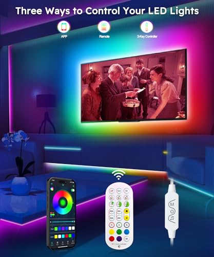 Image of MORIACC TV Led Lights 16.4ft, Led Backlight for 45-75 Inch TV, Music Sync Color Changing Led Strip with Bluetooth App & Remote, USB Powered Ambient Lighting for Bedroom Gaming Home Decor