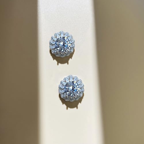 Stud Earrings Moissanite Sunflower S925 Sterling Silver D Color VVS1 Moissanite Elegant Floral Jewelry for Women 3Carat4