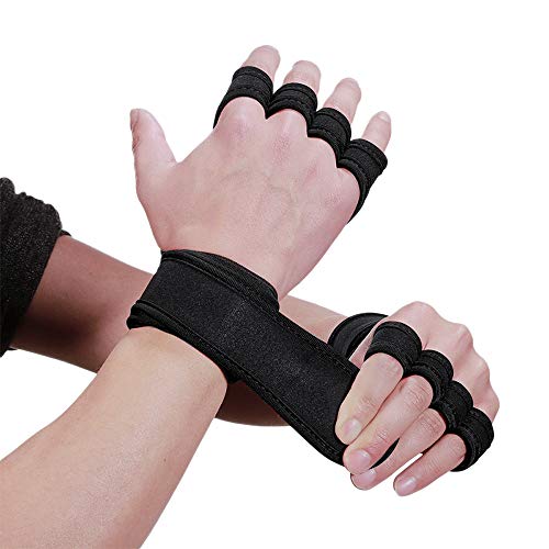 Andoer Luvas de levantamento de peso Luvas de treino com envoltório de pulso integrado Protetor de m