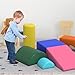 CMFYDAILY Climbing Toys for Toddlers 1-3 Inside, Colorful Lightweight Indoor Soft Play Climbing with Velcro, High-Density Foam Climbing Blocks Play Set, PU Leather Corner Climber Toys(Rainbow)