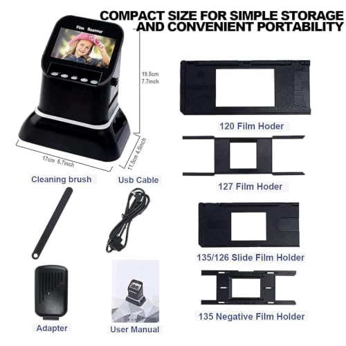 Scanner Numérique De Films Et Diapositives 4,3 Pouces, Haute Résolution 120, Compatible avec 5 Formats De Film 120, Écran LCD 1080p, Conversion De Négatifs Et Diapositives 35 Mm, 135, 126 Et 127