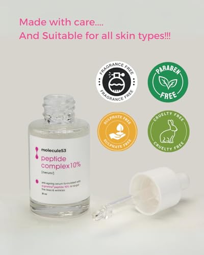 Image of Argireline 10% Peptide Serum - Anti aging peptide serum for wrinkles & fine-lines | Reduces signs of aging | Anti wrinkle | Molecule 53 | 30ml