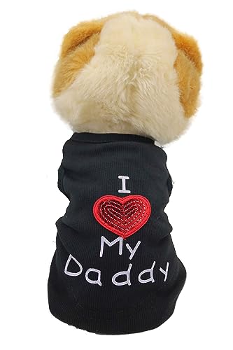 Small Dog Clothes XXS Puppy Dogs Shirt I Love My Mom Mommy Dad Daddy Dog T Shirts for Small Dogs