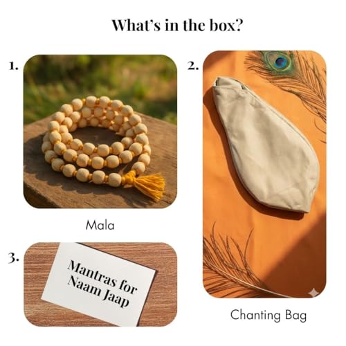 Image of Tulsi Mala 108 Beads Original for Japa Meditation and Prayer | Natural Holy Basil Japa Mala with Gomukhi for Mantra Chanting Puja and Spiritual Healing (Combo Pack) | Naam Jaap Mala
