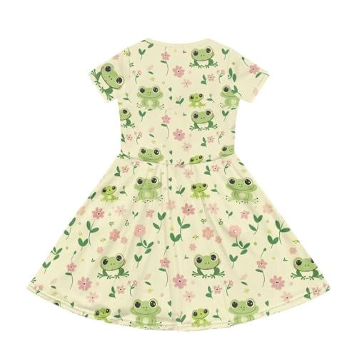 Image of Short Sleeve Dress for Girls with Pockets Cute Toddler Girl Clothes Summer 2-12