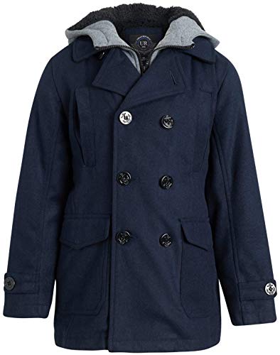 URBAN REPUBLIC Boys Hooded Peacoat Warm Wool Blend Faux Fur
