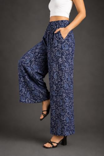 Image of Women Printed Palazzo Pants Combo Pack of 2, Comfortable Elastic Waist Lounge Pants for Women | Relaxed Fit, Loose Fitting Wide Leg Palazzo Pants, Casual Bottom (Available in S to 3XL Size)