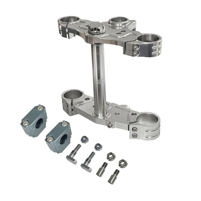 Fourche moto Monkey125 argentée en aluminium usiné avec té de suspension triple supérieur