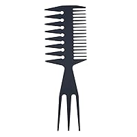 Vista 3 de Peines de pelo 3 en 1 con forma de hueso de cola de pez, desenredante, peine para colorear para peluqueros Mohawk Undercut Bowl Cut Quiff