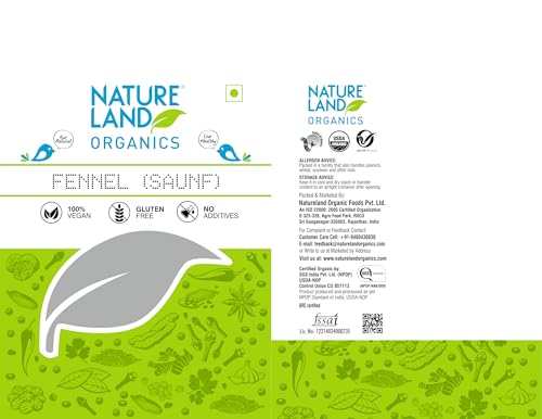 Image of NATURELAND ORGANICS Fresh Fennel (Saunf) 100 gm - Organic Saunf (Pack of 2)