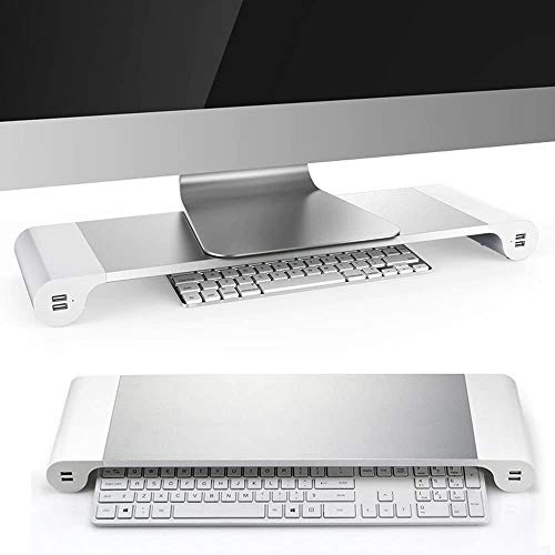 Bildschirmständer Monitorständer Laptop Monitor Ständer Space Bar Computer Monitor Riser mit 4 USB-Ports für Apple iMac/PC/TV/MacBook/Laptop