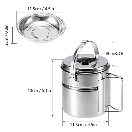 Conjunto de panelas de acampamento de aço inoxidável BESPORTBLE, kit de confusão portátil e leve par