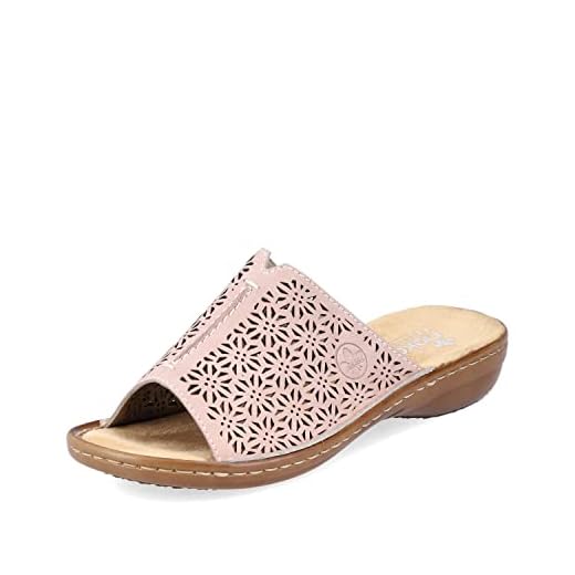 Rieker Damsandaletter 608M9, dam slip-on, Rosa 32, 37 EU Schmal