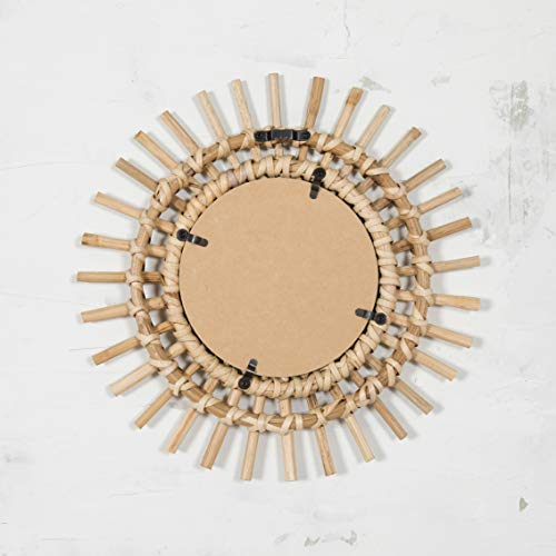 Rattan Mirror, Bohemian Mirror Frame Woven Mirror For Wall Décor For Living Room, Bedroom, Or Any Room Décor. Round Rattan Mirror For Boho Décor, Handmade Decorative Wicker Wall Mirror - 12 Inches #TOP2