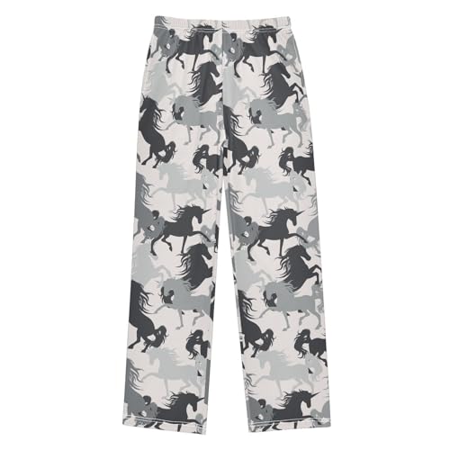 ZZKKO Black White Horses Boys Pants for Kids Jogger Pants with Pockets S-XL