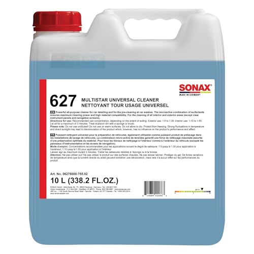 SONAX Multi Star All Purpose Cleaner | Powerful Concentrate for Interior & Exterior Cleaning | Safe on Carpet, Upholstery & Wheel Wells | Removes Grease, Grime & Stains | Pro-Strength | 627600 | 10L