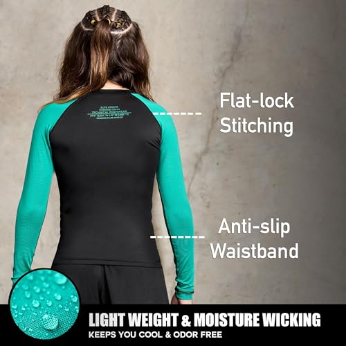 Elite Sports Rash Guards for Boys and Girls, Full Sleeve Compression BJJ Kids and Youth Rash Guard